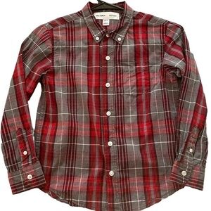 Old Navy Shirt Gray & Red Plaid 8/10